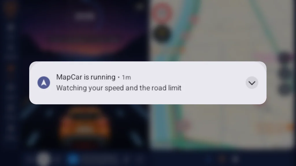 The MapCar is running — Watching your speed and the road limit notification